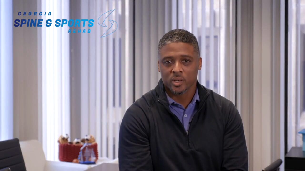 Warrick Dunn, Atlanta Falcons legend, recording a message about Dr. Joe Krzemien